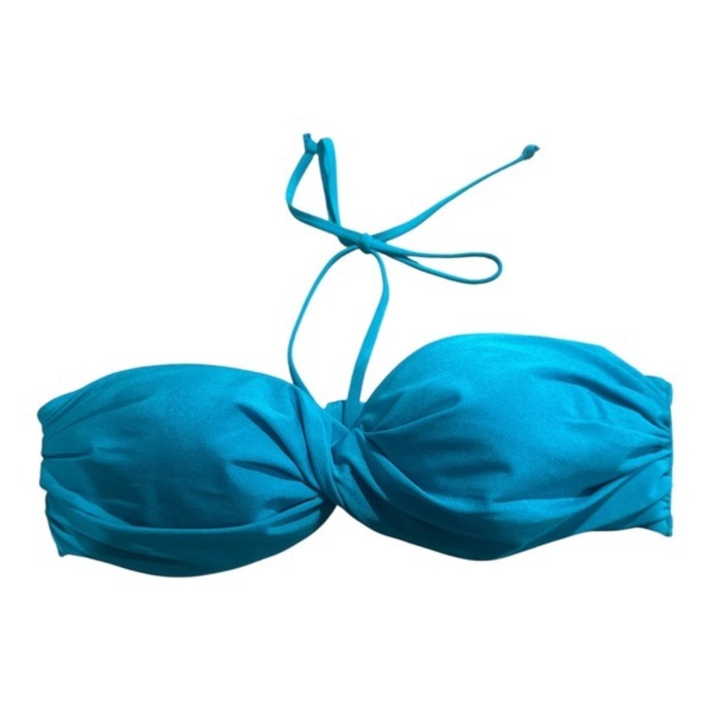 A.Che Turquoise Blue Twist Front Bandeau Halter Bikini‎ Top Small AFT1443S